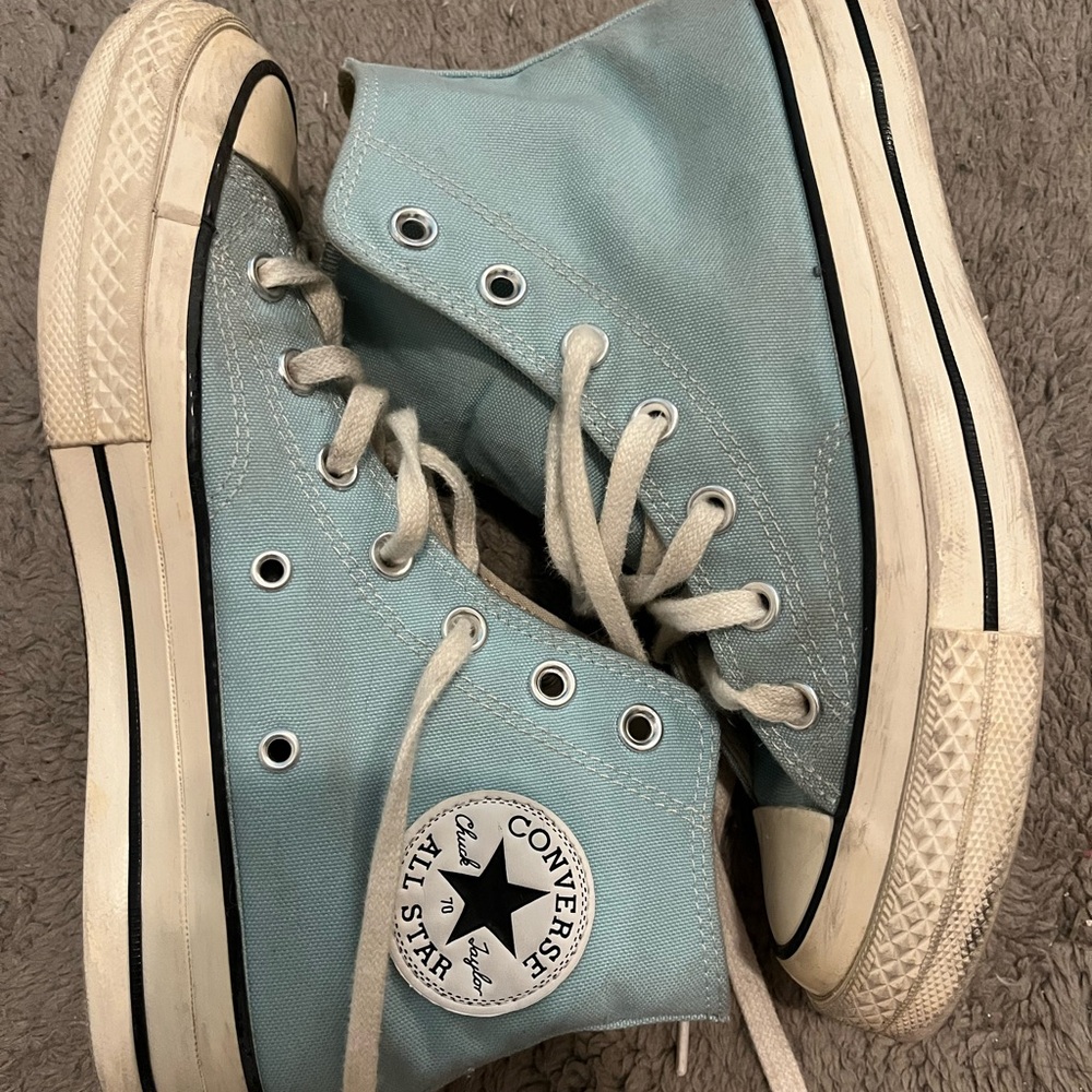 Light blue high-top converse